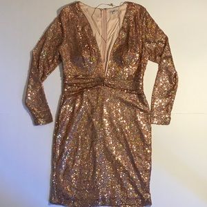 Beautiful plunging sequin cocktail dress